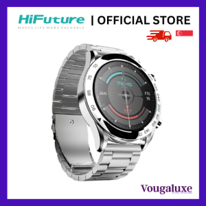 HiFuture FutureGo Pro Smart Watch Silver 1.32" FHD Display Health Meter Heart Rate IP68 Waterproof Wireless Calling Stunning Metalic Frame Stainless Steel upto 20 days battery life
