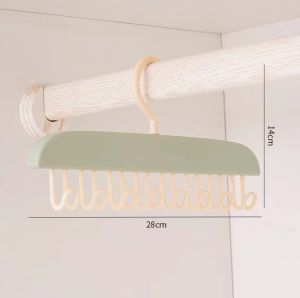 ไม้แขวนเสื้อ ไม้แขวนหนีบผ้า รูปคลื่น 8ตะขอ ไม้แขวนเสื้ออเนกประสงค์ หมุนได้ 360 องศา แข็งแรง ประหยัดพื้นที่