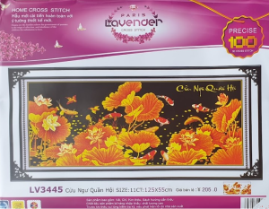 [HCM]Tranh thêu chữ thập cửu ngư quần hội LV3445 - kích thước 125 * 55