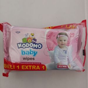 (Paket Hemat ) Kodomo Wet Baby Wipes Rice Milk Pink 50 Sheet / Tisu Basah / Nahisa