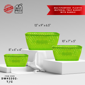 Multipurpose Plastic Material Tray Basket With Handle 3 Size