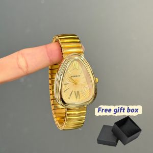 [Gift Box] Vintage Snake-Shaped Steel Embedded Quartz Luxury High-End Women's Watch