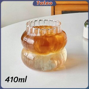Talao Drinking Cups Heat-resistantn Coffee Milk Tea Cup 410ml Creative Clear Vintage Fluted Glassware Drink Glass