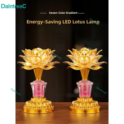 LED Lotus Lamp Charging Buddha Altar Light Multicolor Home Long Burning Lamp Guanyin Bodhisattva Buddha Hall Lamp