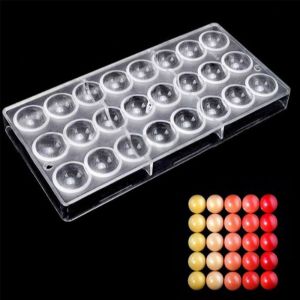 MIRACLE HOME STORE Gift Fondant 24 Half Ball Polycarbonate Hard Chocolate Mold Cake Mousse Mould Candy Maker Baking Tool