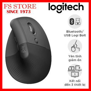 Logitech Lift Vertical Ergonomic Mouse Wireless Bluetooth or Logi Bolt USB receiver Quiet clicks 4 buttons
