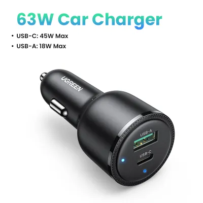 UGREEN 63W PD Car Charger USB Type C Car Phone Charge For iPhone 15 14 13 Pro Max iPhone 15 14 Plus Samsung 45W