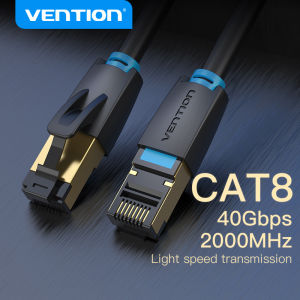 Vention Cat 8 Ethernet Cable High Speed SSTP 40Gbps 2000MHz Lan Cable Cat8 Network Cable Wifi Net RJ45 Connector for PC Laptop Router Modem TV PS5 PS4 Cat8 Internet Cable Lan 1M 1.5M 2M 5M 10M 20M 30M