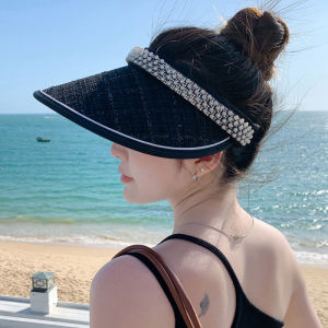 Hollow top hat UV sunscreen hat for women summer UV protection hat with brim beach sun shading straw hat cycling sun hat