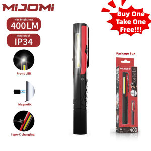 Buy 1 take 1!!!MIJOMI W10 Rechargeable LED Pen Light Flashlight400 Lumens Dual Source LED & COB Work Light Super Mini Lightweight Pocket EDC Flashlight outdoor for InspectionWorkRepairCamping