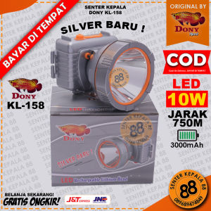 Senter Kepala Dony KL 158 Silver Baru Doni Cas LED Super Terang Jarak Jauh 10 WATT 10w Murah
