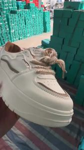 ins Trendy White Sneakers for Women 2025 Spring and Summer Sports Thick-Soled Casual Womens Shoes Color-Block Mesh Breathable Sneakers