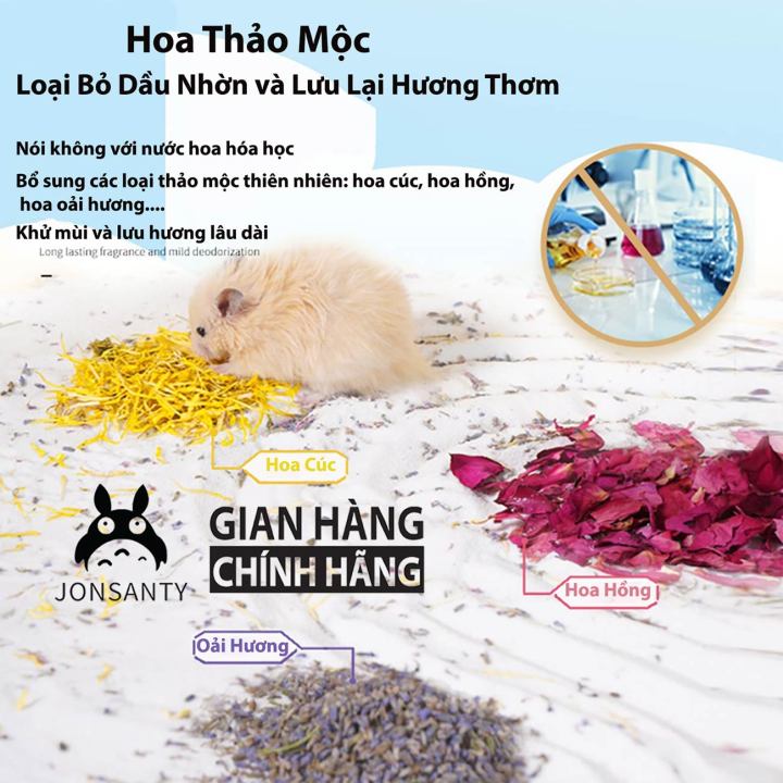 Cát tắm khô thảo mộc cho hamster hãng JONSANTY hộp lớn 1,5kg hút sạch ...