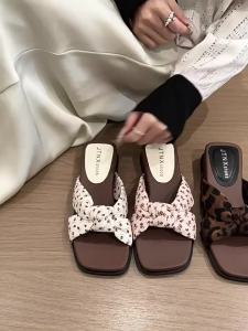 [Free Shipping] Floral Print Thick-Soled Wedge-Heeled Sandals For Women Summer Outdoor Wear 2026 New Style Perfect With Dresses Casual Slip-On Sandals