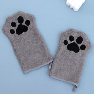 YUBAGUANB 1 Pair Absorbent Pet Bath Gloves Quick Drying Hangable Pet Grooming Glove Pet Bath Towels Double Sided Dogs Paw Towel Pet Grooming