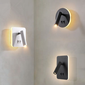 Seville Led Wall Light Backlight 350 Degree Rotation Adjustable Wall Lamp Hotel Bedroom Bedside Study Reading Sconce Lamp With Switch