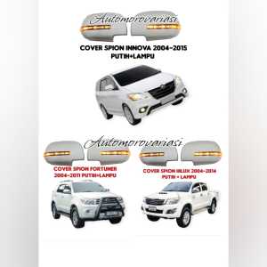 COVER SPION MIRROR COVER TUTU BATOK SPION INNOVA 2004-2015(OLD LAMA NEW GRAND BARONG) FORTUNER 2004-2011 OLD LAMA NEW BARU HILUX 2004-2014 WARNA PUTIH LAMPU SLIM HARGA SEPASANG