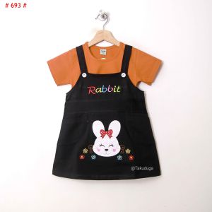Baju Pakaian Anak Cewek Perempuan Dress Overall Usia Tanggung 1 2 3 4 5 6 7 8 Tahun Bordir Rabbit