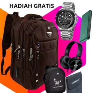 ( FREE 3 HADIAH GRATIS ) POLO MILANO 20 inch Ransel Kerja Tas sekolah Kunci Usb Port 0RIGINAL Tas Polo Pria Wanita Tas Polo Termurah