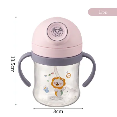 250ml Baby Drinking Bottle Baby Sippy Cup Leak-proof and Drop-proof Portable Handle Straw Cup