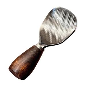 CHLOCH 1Pcs Zebrawood Wooden Handle Rice Spoon Nonstick Stainless Steel Rice Scooper Durable Heat Resistant Rice Spatula Household Kitchen Tool
