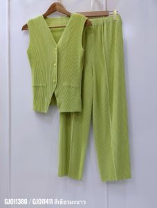 กก ยาว37.5นิ้ว 2MUAY รุ่น GJO11380 / GJO11411 THICK SLEEVELESS VEST PLEATED SET 10 สี FREE SIZE