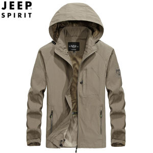 แจ็คเก็ตผู้ชาย JEEP SPIRIT กันน้ำ ชุดทหาร เสื้อกันลม ระบายอากาศ มีฮู้ด สำหรับกิจกรรมกลางแจ้ง แบบบาง