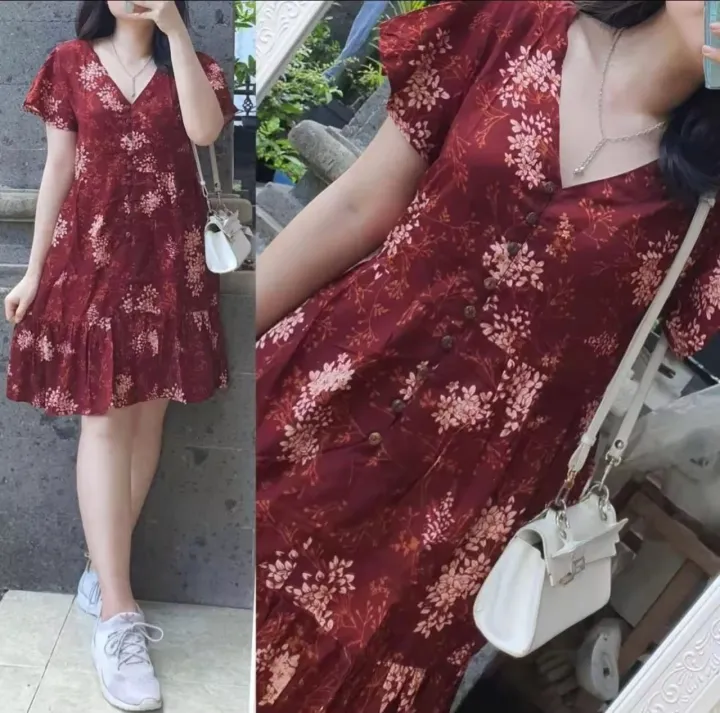 Dress kimono wanita dewasa ld 110 daster kimono busui friendly kimono motif bunga terbaru 2026