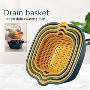 (Hearth & Haven)Double-layer Drain Basket Plastic Vegetable Washing Basket Wash Basin Household Kitchen Washing Box