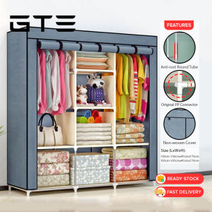 GTE Wardrobe Assembly Non Woven Cover Storage Reinforcement Clothes Organization Storage Rack Cabinet Bedroom Furniture Clothes Rack  Almari Tirai Dengan Laci Almari Baju - Fulfilled by GTE SHOP