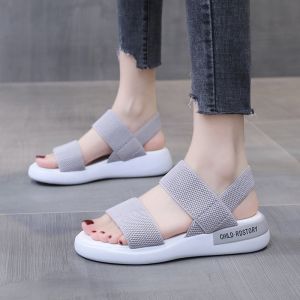 one yona Womens Sandals Wedges Footwear Summer Platform Sandals Women Shoes Female Slip on Peep Toe Knitted Ladies Sneakers Casual 2021