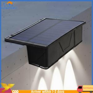 【Hospor】 2Pcs 3 LED Solar Wall Lamp IP65 Waterproof Sunlight Powered Lamp Solar Fence Wall Light for Outside Backyard Pathway Yard Garden