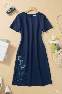 Đầm thiết kế trung niên với chất liệu Cotton Lạnh Hàn thoáng mát mềm mại DD4Y0132 Thời trang Thiều Hoa