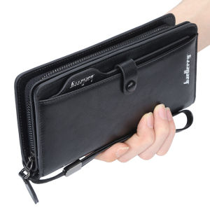 Baellerry Men Wallets Zipper Card Holder PU Leather Purse (20 Card Slots)