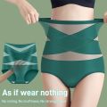 Ladies' highwaisted cotton abdominal girdle with belly control and buttock lift. 