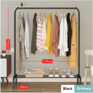 【Ready Stock SG】Floor Rack Coat Adjustable Rack Drying Clothes Floor Standing Clothes Hanging Storage Simple Furniture Telescopic Mobile Rail Closet Wardrobe