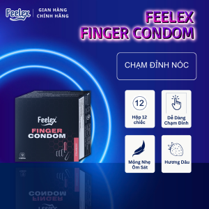 Bao cao su ngón tay hương dâu Feelex Finger Condom nhiều gel bôi trơn cao su thái lan hộp 12 chiếc