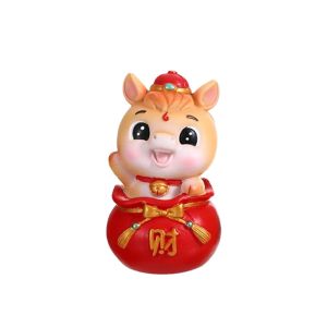 BANZU Year of The Horse 2026 Horse Year Mascot Resin Cute Horse Figures Ornament Funny Decorative Car Interior Ornament New Year Gift