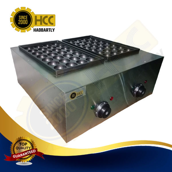 Machine à Takoyaki Commerciale Gaz 28/56 Pièces - Double Plaque Inox, Anti-adhésive, 0-300°C