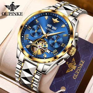 Swiss Brand OUPINKE Watch for Men Automatic Winding Mechanical Tourbillon Luxury Business Sapphire Crystal Luminous Waterproof Watch
