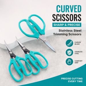 Curved Fabric Scissors Stainless Steel Sewing Trimming Shears Sharp Blade Ergonomic Handle