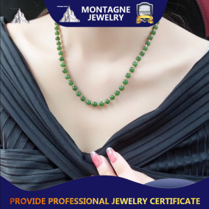 Montagne Jewelry Natural Grade A Green Jade 925 Silver Gold Plated Fashion Jewellery Bracelets Gift Elegant Necklace