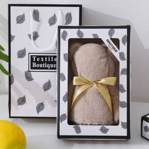 Happy home ผ้าเช็ดตัวรูปหมี ของขวัญ ของชำร่วย สำหรับเทศกาลพิเศษ ของขวัญปีใหม่ ของเยี่ยมเด็กอ่อน วาเลนไทด์ ของแจกลูกค้า งานแต่ง บวช