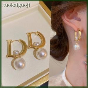 tuokaiguoji 1 Pair Pendant Drop Earrings For Women Girls New Trendy Elegant D-shaped Geometric Ear Buckle Party Jewelry Gifts