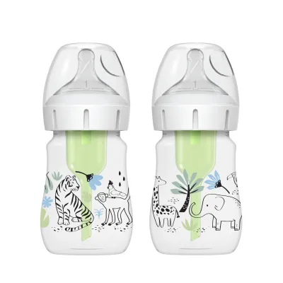 Dr. Brown’s Anti-Colic Newborn Options+ PP Wide Neck 5oz/150ml Bottle Jungle/Woodland 2 Bottles Level 1 Teat
