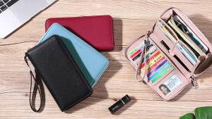 RFID Máy quét chống trộm PU Ví nữ dung lượng lớn kiểu dài nhiều ngăn đựng thẻ có sẵn trong kho