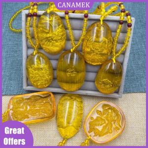 CANAMEK✨ Inner Carved Heart Sutra Thousand Hand Guanyin Golden Amber Intaglio Pendant Necklace Fashion Jewelry Mothers Day Gift