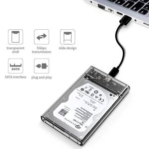 HDD Box 2.5" Trong suốt Hộp đựng ổ cứng Sata III USB 2.0 3.0- Nắp Trượt
