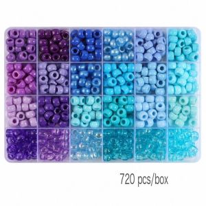 PLLEWY 720PCS Pony Beads 24 Colors Large Hole Craft Beads Creative Assorted Colors Large Hole Beads Bracelet Making