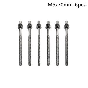 MINIFELE 262 6Pcs Strong Drum Tension Rods with Washers M5 Drum Tight Screw Durable 5mm Drum Lug Bolts for Jazz Drums Repair